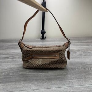 Vintage Coach 6332 Signature Mini C Jacquard Demi Shoulder Bag Brown Tan Y2K